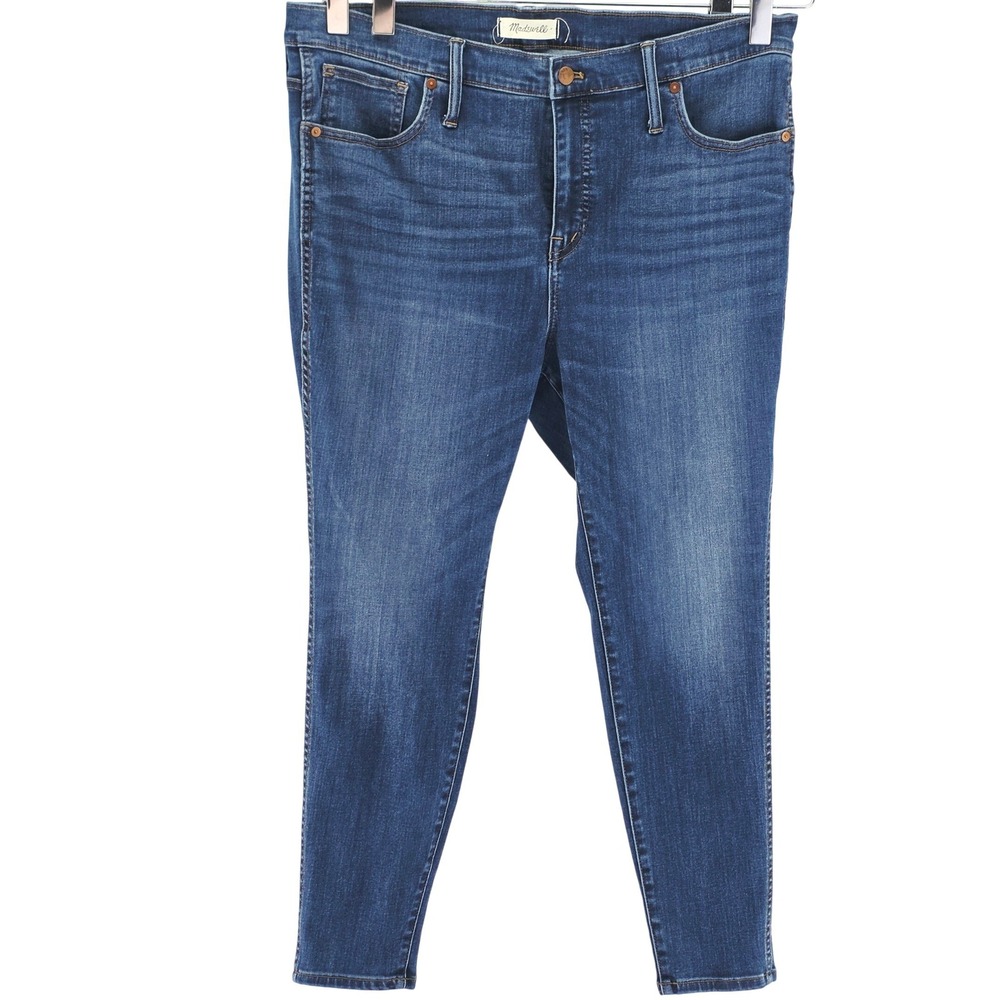 Madewell Skinny Jeans Womens 34p Blue 10" High Rise Denim Stretch Pants Indigo View 2